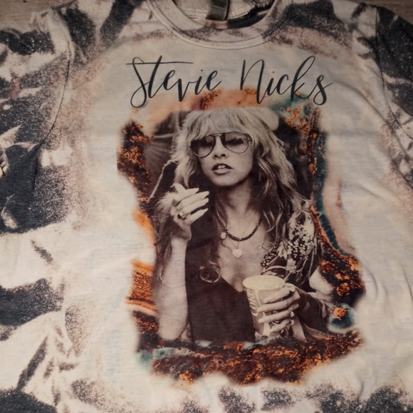 Hand Bleached Stevie Nicks Gray Unisex Band Shirt - Picture 4 of 10